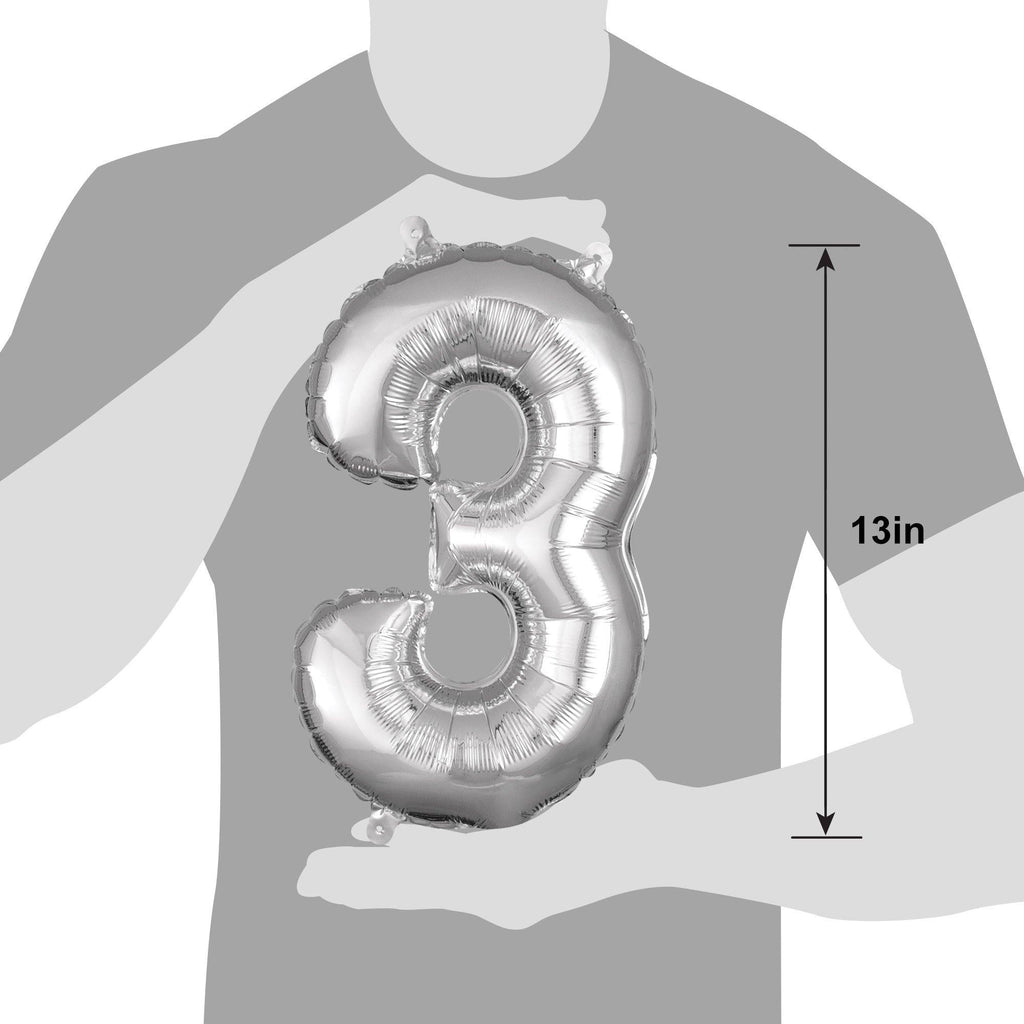 13in Air-Filled Silver Number (0-9) Balloons