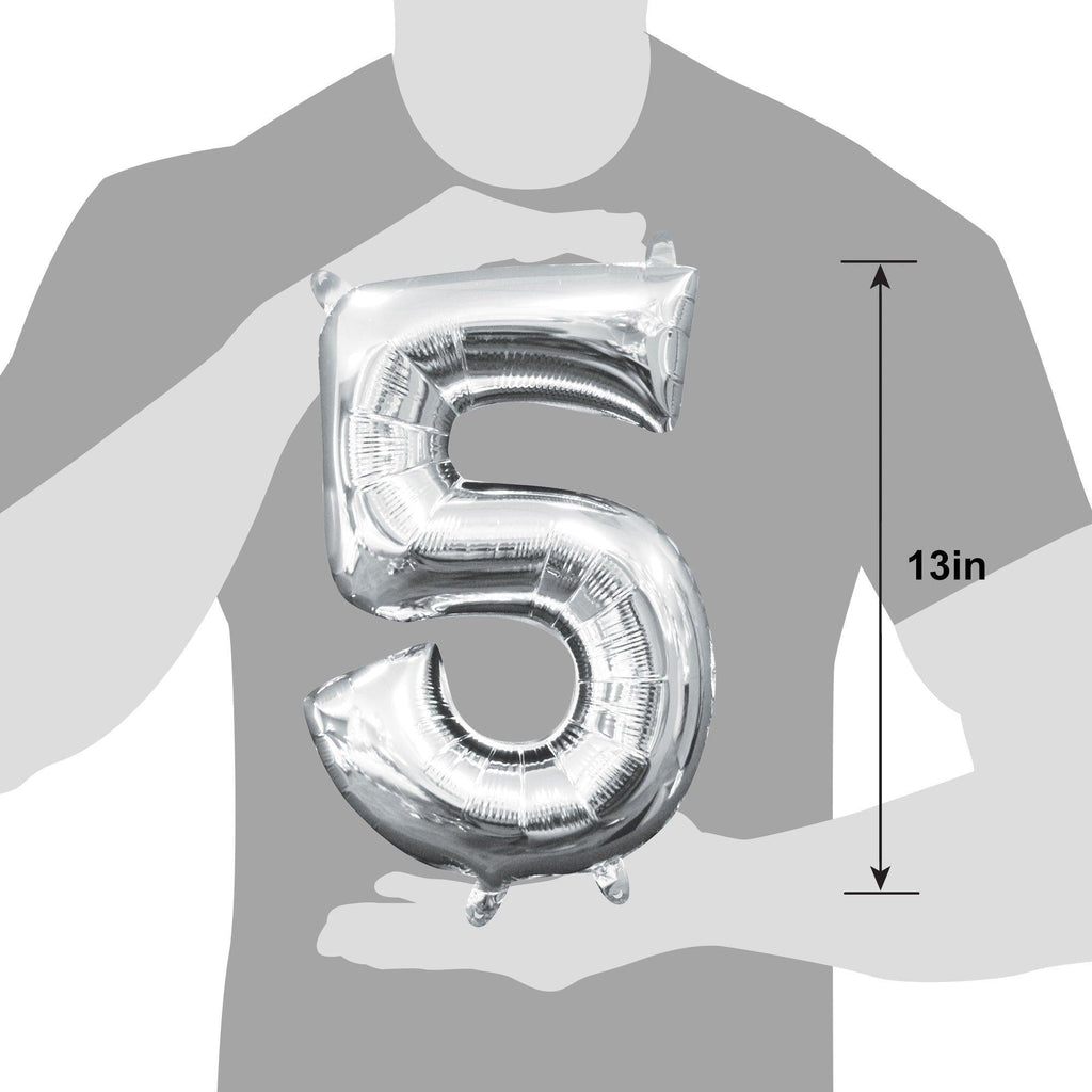 13in Air-Filled Silver Number (0-9) Balloons