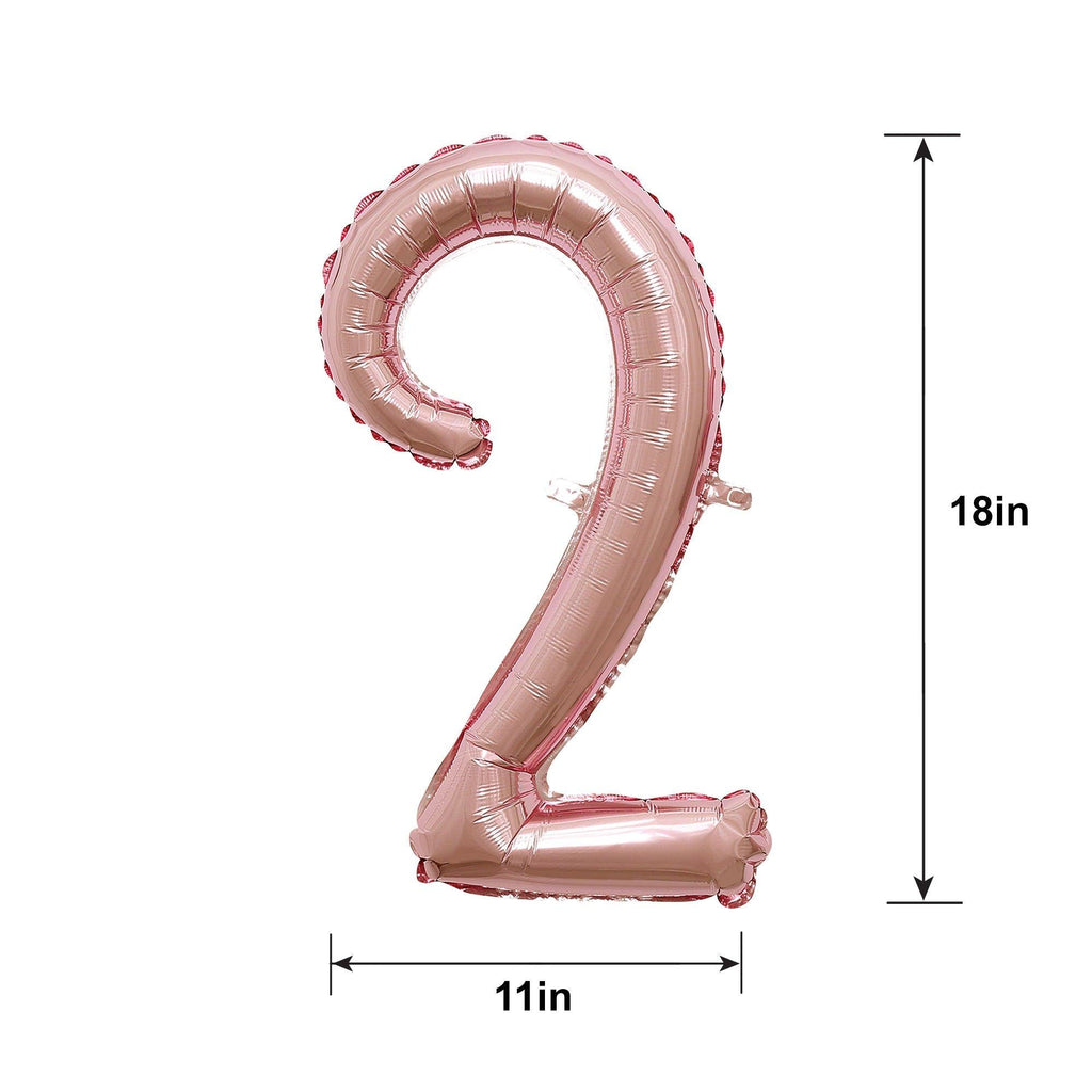 Air-Filled Rose Gold Cursive Number (0-9) Foil Balloon, 10in x 18in