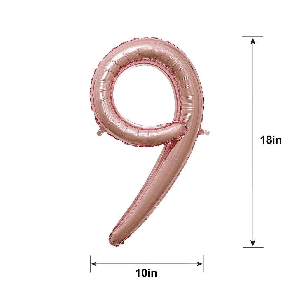 Air-Filled Rose Gold Cursive Number (0-9) Foil Balloon, 10in x 18in