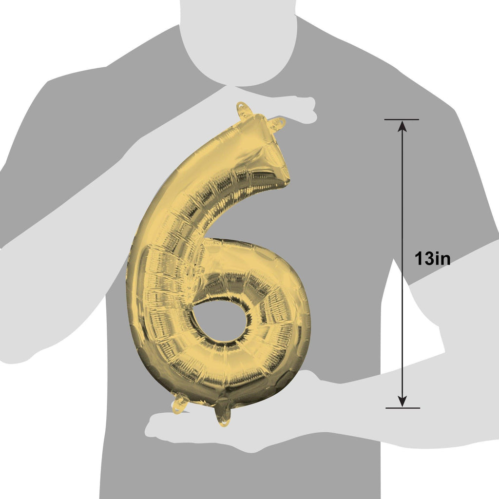 13in Air-Filled White Gold Number (0-9) Balloon